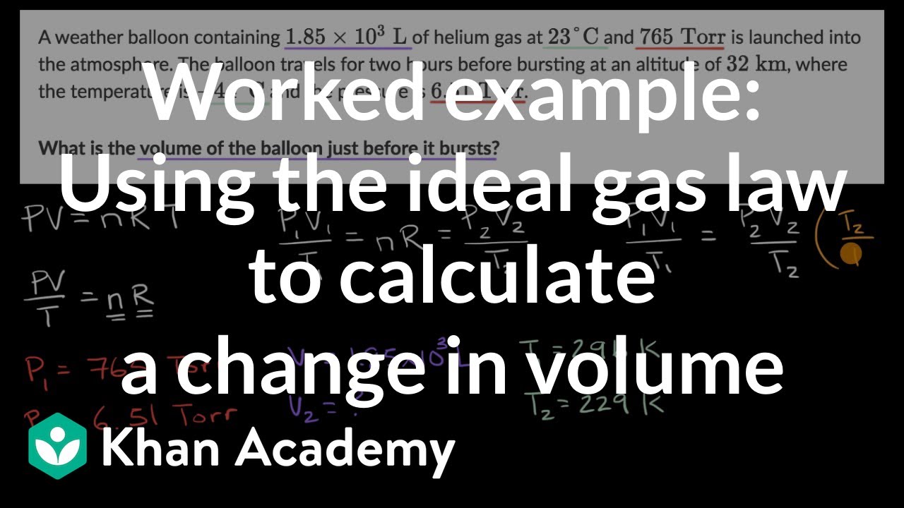 Using the ideal gas law to calculate a change in volume (worked