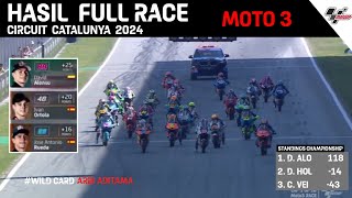 Full race results Moto 3 CATALUNYA 2024 ~ MotoGP results today ~ Spain ~ latest standings