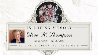 Memorial Service for Olive Thompson