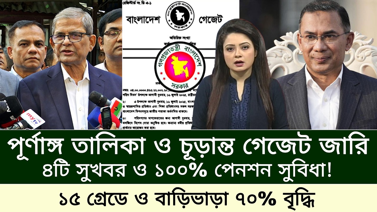 পূর্ণাঙ্গ গেজেট প্রকাশ ও ৪টি সুখবর সহ ১০০% পেনশন সুবিধা কার্যকর। পে স্কেল ২০২৬