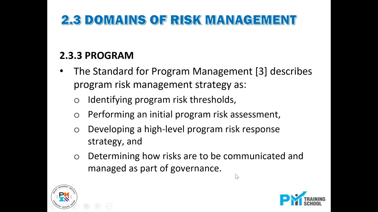 PMI RMP Jan 2023 Module 02 Topic 03 Session 03 RM Domains   Program and Project Video 17 of 30