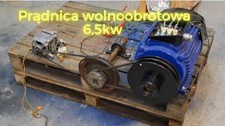 Prądnica wolnoobrotowa 6,5kw + silnik od pralki