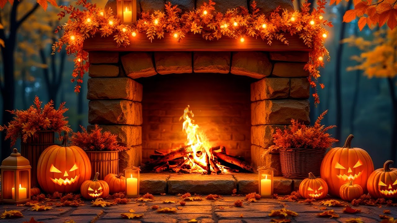 🔥Cozy Fireplace 🔥 Relaxing Autumn Fireplace with Crackling Fire Sounds ...
