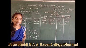 B.com 5th sem Cost A/c  problems based on cost sheet part 5 Basavaraddi B.A &B.com college Dharwad