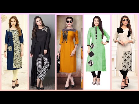 Plain + Printed Fabric Combinations Shirts & Long Tunic Top Designs