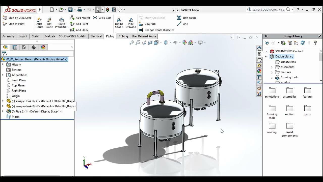 Solidworks routing and pipingConnection points and routing points