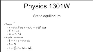 Physics 1301W static equilibrium - April 15, 2026