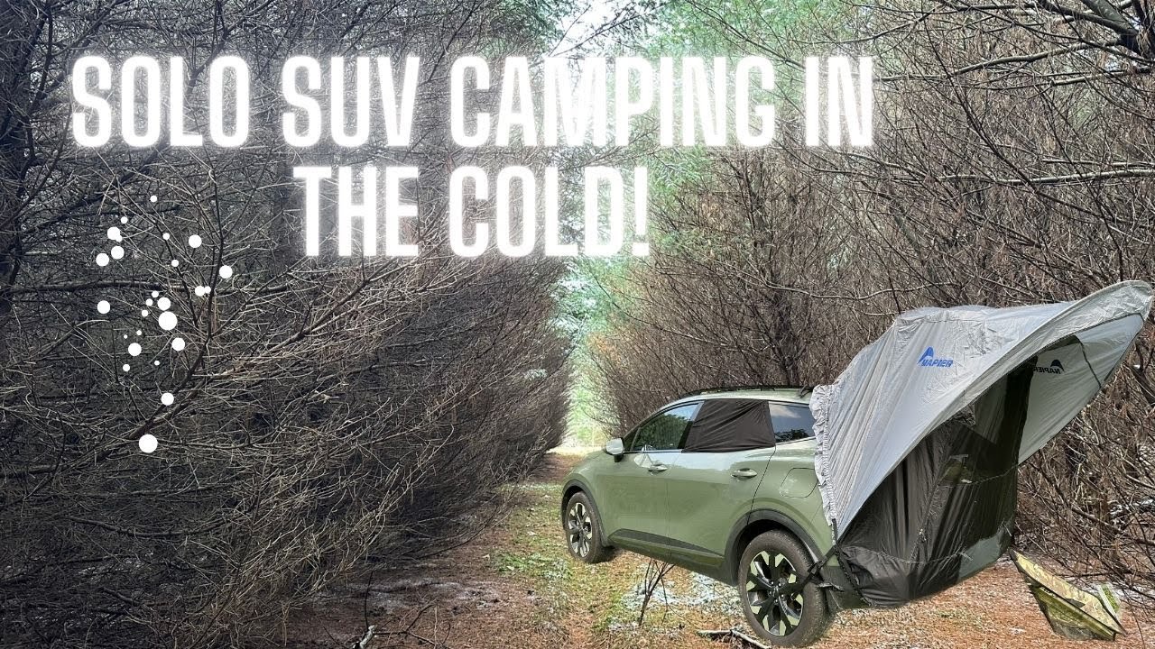 Solo SUV Camping in the COLD!! Napier Sportz Cove car tent KIA