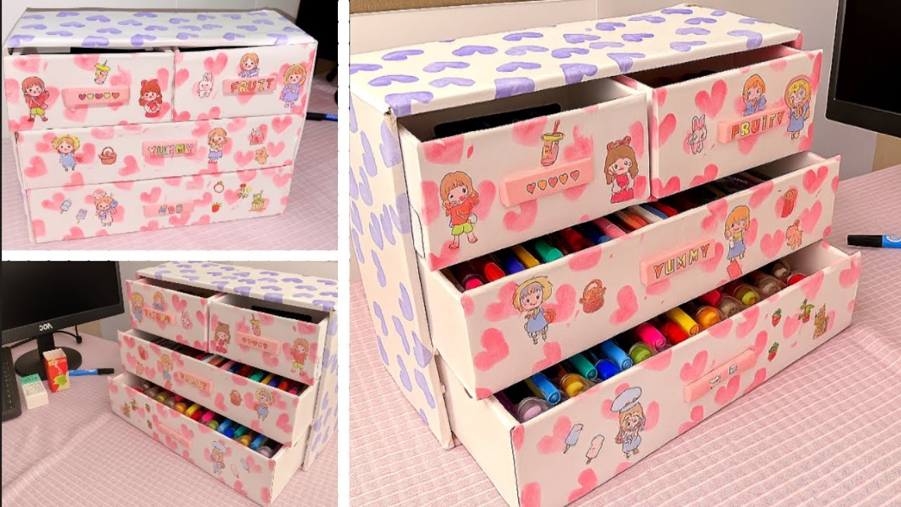 How to make cute desk organiser ||