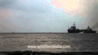 Cargo ship sailing on the Arabian Sea