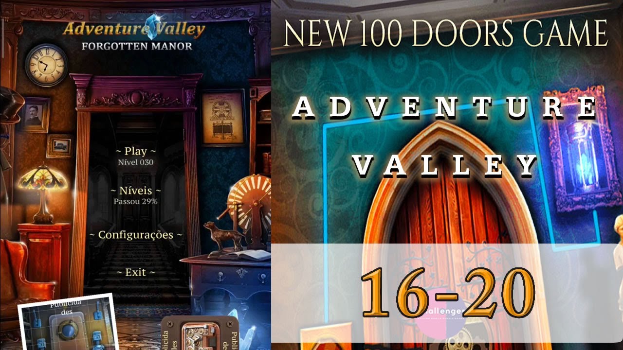 100 DOORS ADVENTURE PUZZLE - LEVEL 16-20 | ADVENTURE VALLEY - ENIGMA 100 PORTAS - LEVEL 16-20