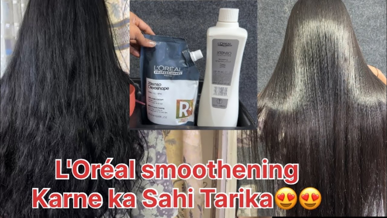 L'Oréal hair smoothening treatment at home ✅✅ll how to do permanent hair straightening at home ll 