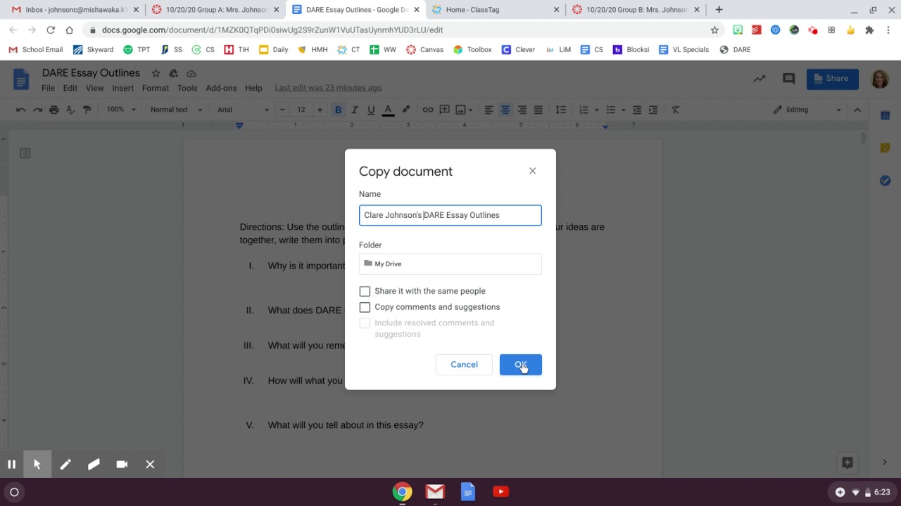 How to make a copy of a Google Doc, rename it, and share it! - YouTube