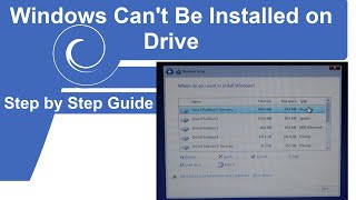 Windows cannot be installed on drive 0 partition 1