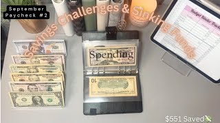 Cash Stuffing $551 | Weekly Spending + Savings Challenges + Sinking  Funds| September No.2