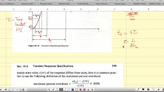 Transient Response Specifications Classical Control Theory