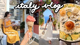 italy vlog🇮🇹 sicily, taormina, aeolian islands, boat tour, pistachio pasta, granita, wandering italy