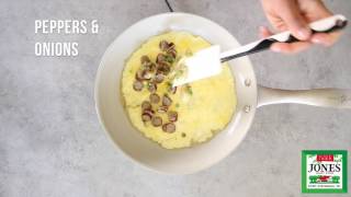 Lightened up: chicken sausage philly cheesesteak omelet