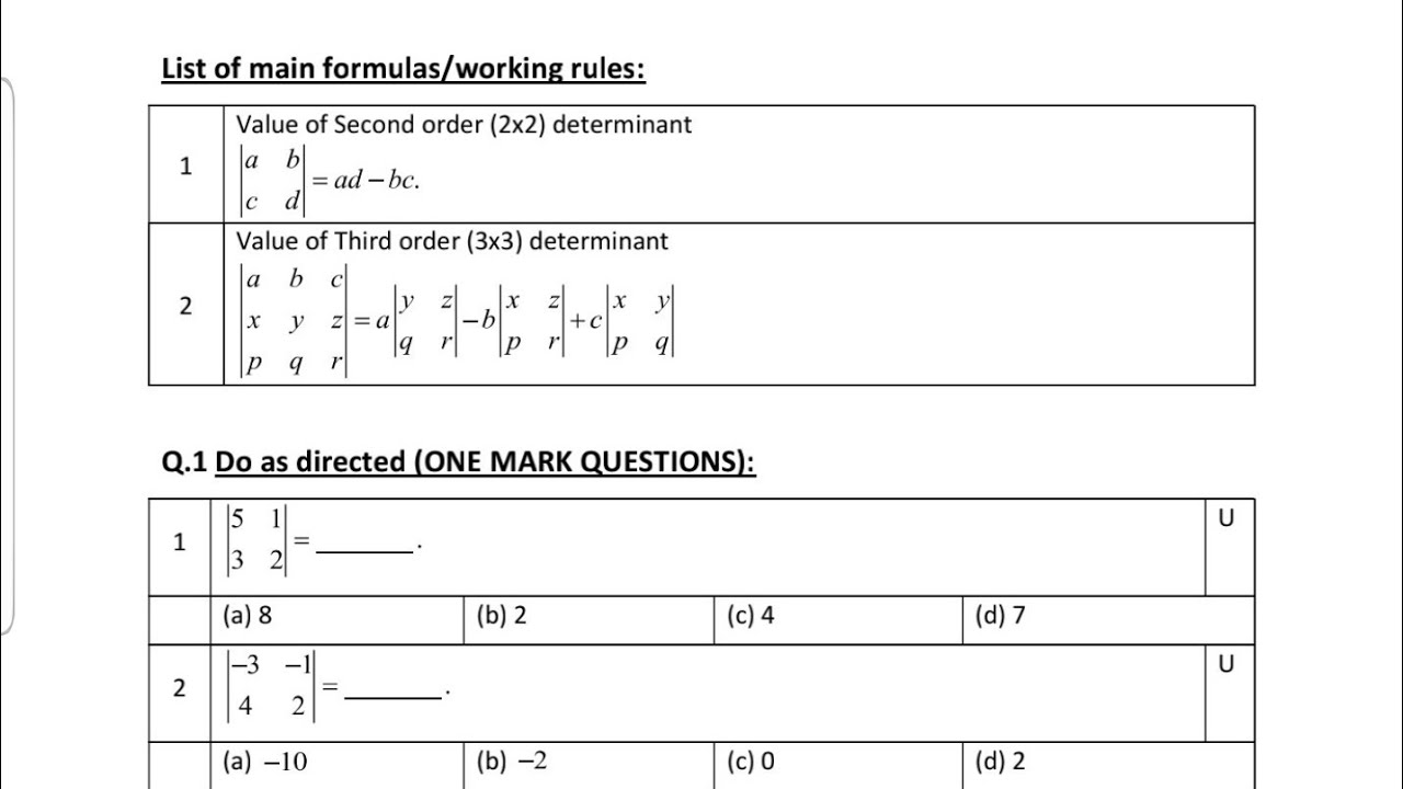 Determinant & Function Formula and Example by Om kumar - YouTube