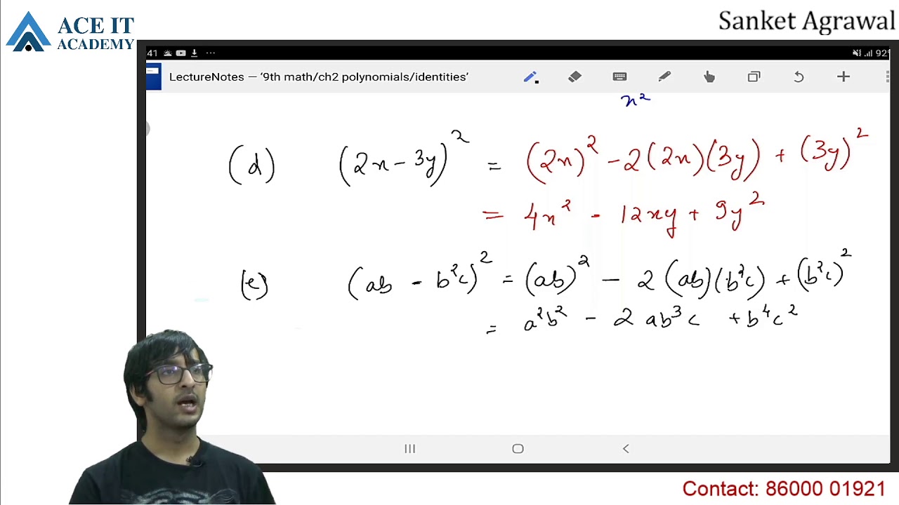 AIA 9th Math Polynomial Identities lect 1 - YouTube