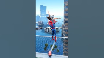 GTA 5 OMG Crazy Spiderman Throw Girl Into Water City - Ragdoll Moment