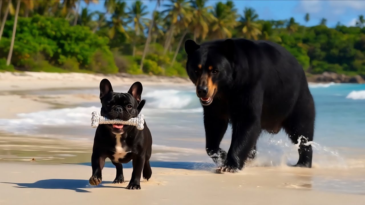 Island Survival 🏝️ | A Dog’s Strange Journey on a Bamboo Raft, The Black Bear