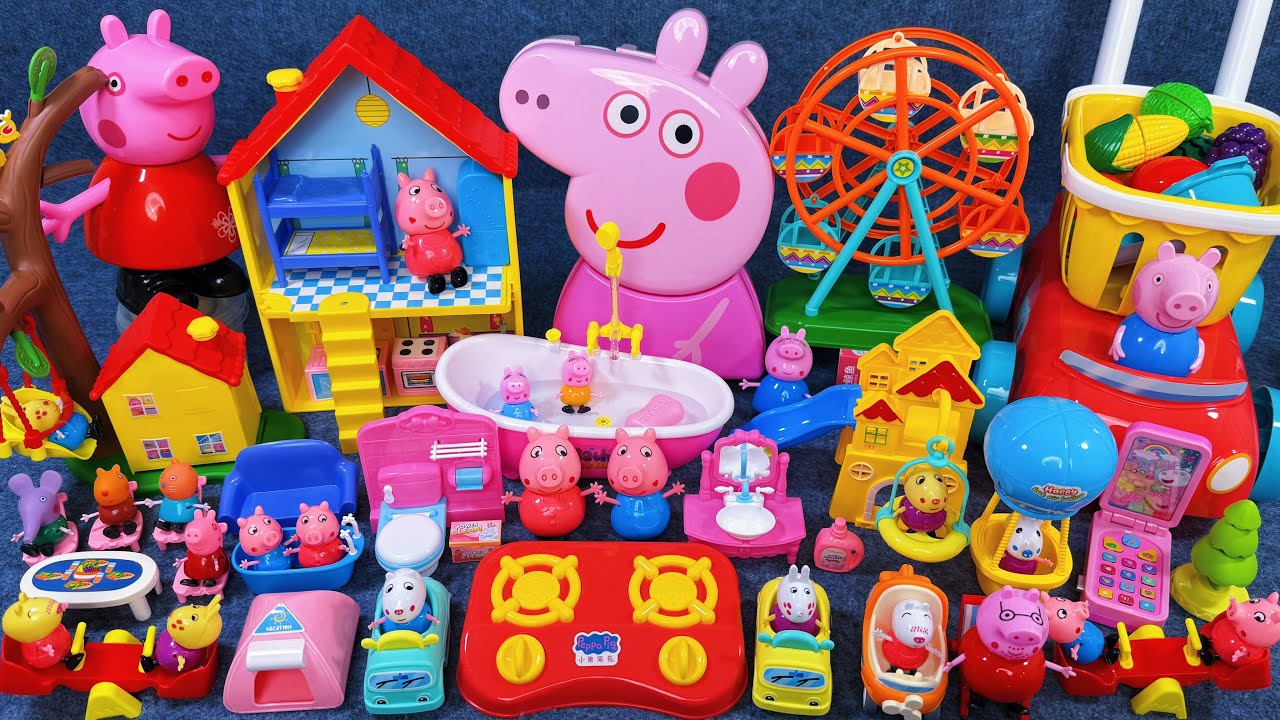 13 Minutes Satisfying with Unboxing Peppa Pig House ＆ Shopping Cart Playset ASMR | Review Toys