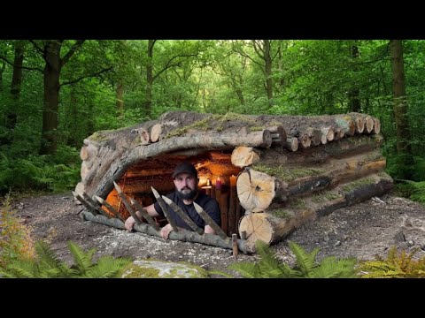 Building a Hidden Underground Log Shelter | Bushcraft Survival