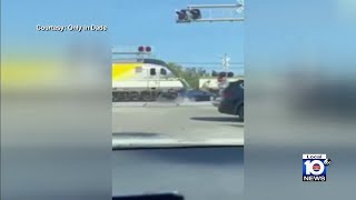 Video shows Brightline train crash into car in Miami-Dade