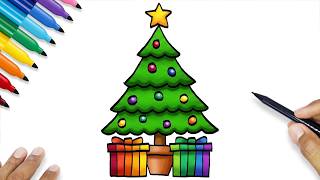 christmas tree drawing cute christmas drawing simple