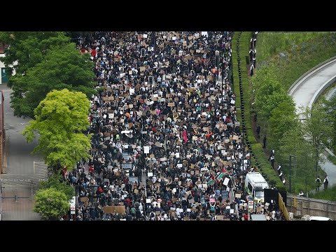 Watch again: Aerials over London as anti-racism protests held over death of George Floyd