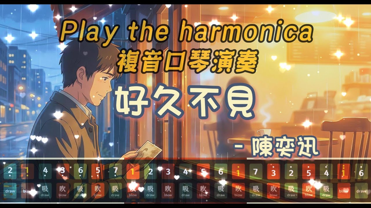 [口琴演奏 Play Harmonica] 《好久不見》｜複音口琴｜Tremolo｜口琴教學｜Harmonica tabs