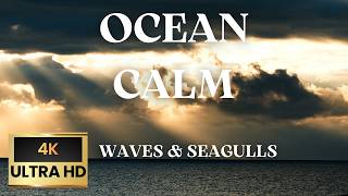 Background Calm – Sun Rays Through Clouds | Ocean Waves & Seagulls | 2 Hours 4K
