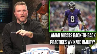 Pat McAfee Reacts To Lamar Jackson Missing Practices Over Knee Injury