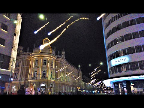 Ljubljana Main Street Holiday Lights, Slovenia ~ 4K Virtual Walk