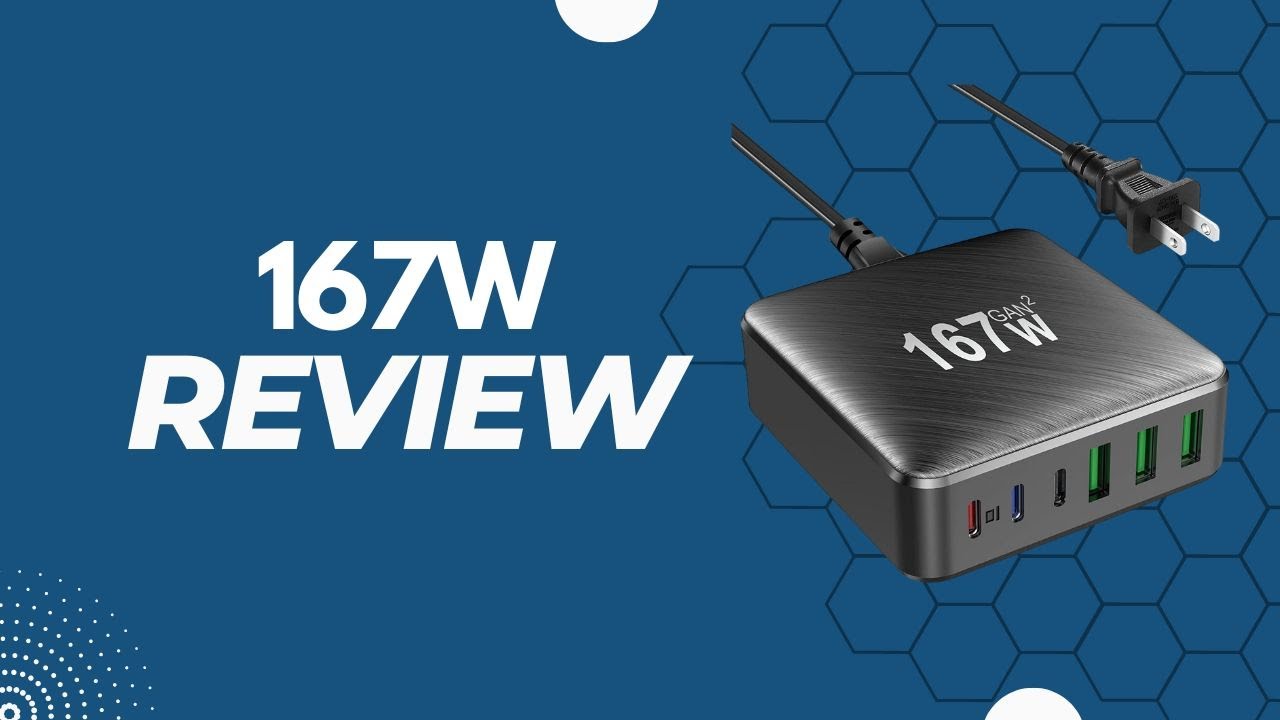 Chargeur USB-C Multiple 6 Ports 167W Rapide - Technologie GaN - Pour Plusieurs Appareils