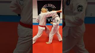 Training Self Defense In Taekwondo. Group Of Three. 4K Video.