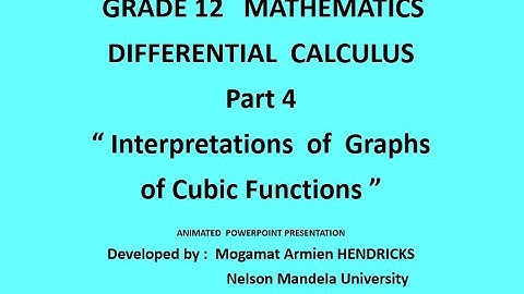 Cubic Function graphs- interpretation   (calculus)  Grade 12  PART 4 of 5
