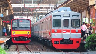 Kumpulan Kereta Api KRL Commuter Line di Stasiun Pondok Cina DEPOK, ada Tokyu 8500 dan TM 6000 !