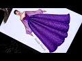 رسم فستان سهرة منفوش رائع وسهل بالخطوات || Teaching to draw a beautiful dress