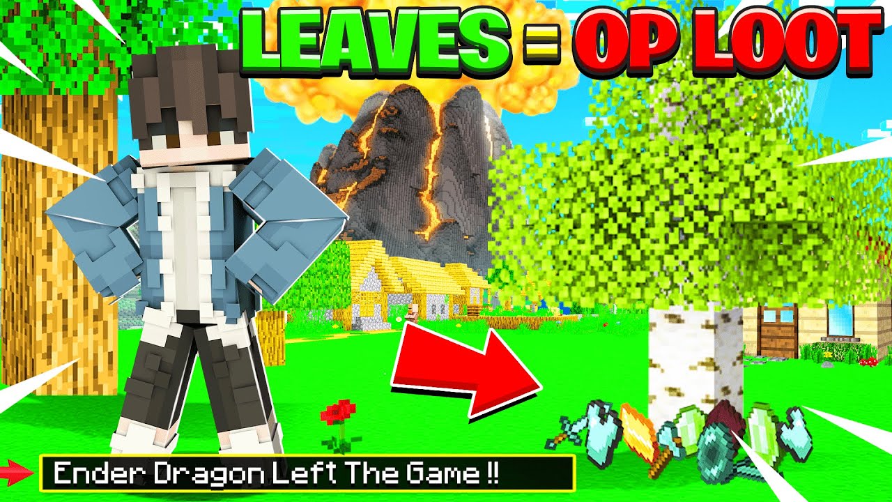 Minecraft But leaves drop op loot 😱 - YouTube