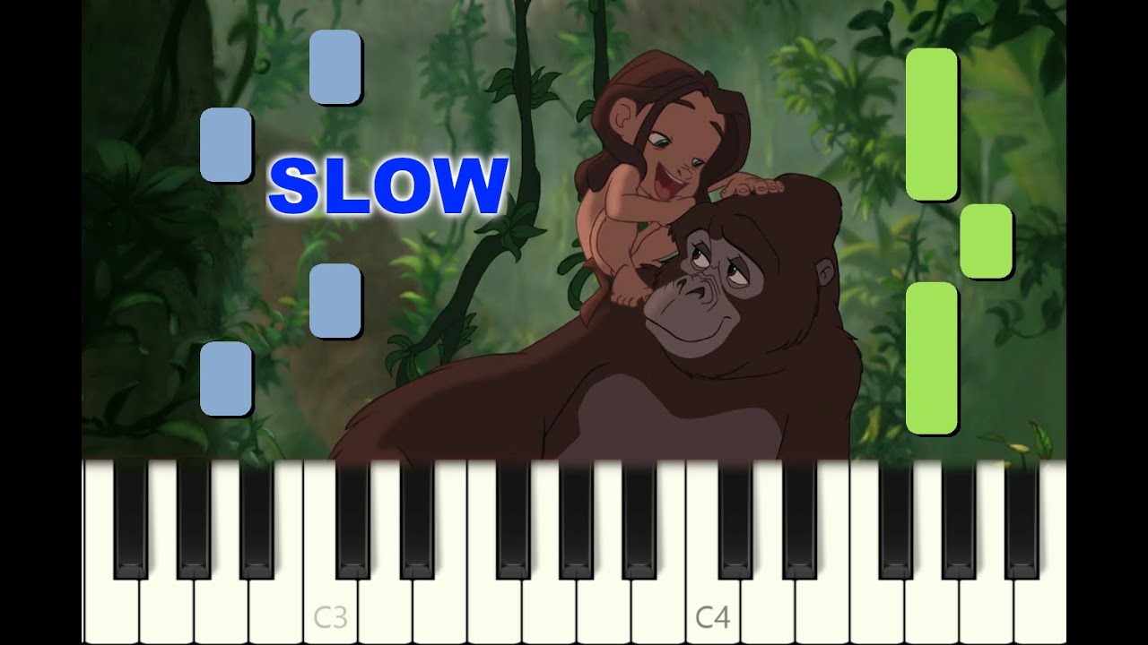Slow Piano Tutorial You Ll Be In My Heart Tarzan Disney 1998 Phil Collins Free Sheet Music Youtube
