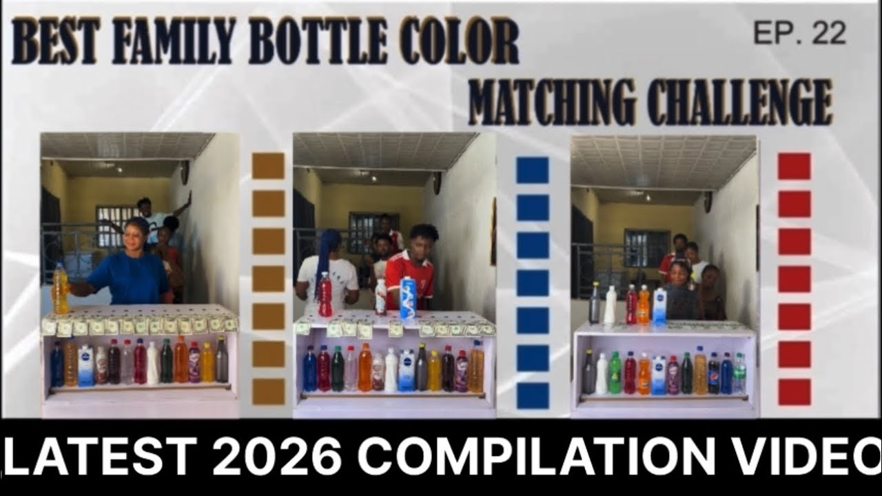 THE BEST INTERESTING & VERY ENTERTAINING TWELVE 12  BOTTLE COLOR CHALLENGE - FAMILY GAME SHOW 