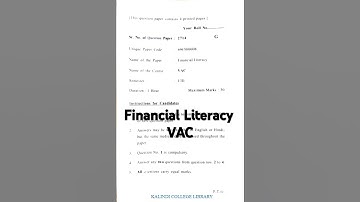Financial literacy | VAC | SEM 1 3 | REGULAR | DU | NEP | 2024