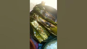 Thumbnail of menu makan pepes ikan teri dan sambal asem khas Pandeglang jangan lupa lalapan daun singkong mantap.
