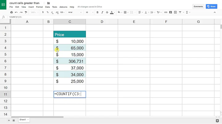 Google Sheets - Count Cells Greater or Less Than an Amount