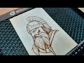 Old Barbarian King Engraved in Wood / Laser Engraving