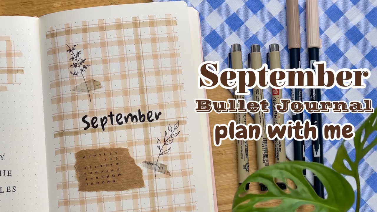 September Bullet Journal Setup • Plan with me 🍂 cozy gingham and flowers theme