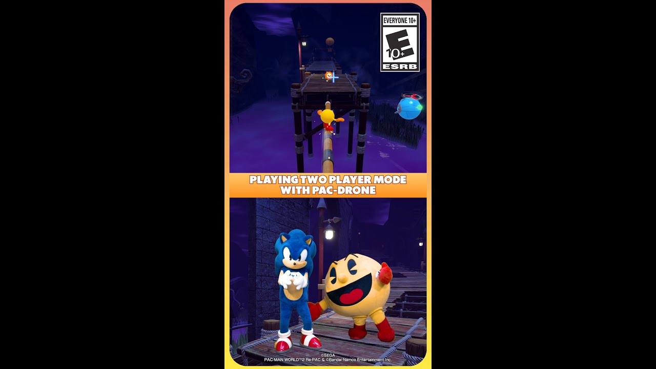 Playing 2-player couch co-op mode in PAC-MAN WORLD 2 Re-PAC with my best buddy Sonic!