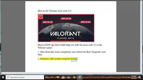 Fix Valorant error code 12 on Windows 10/8/7